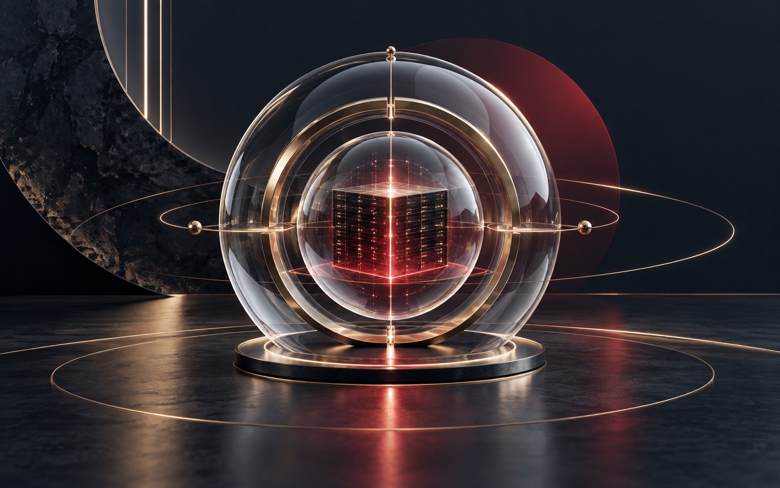 Abstract editorial artwork representing cybersecurity & risk