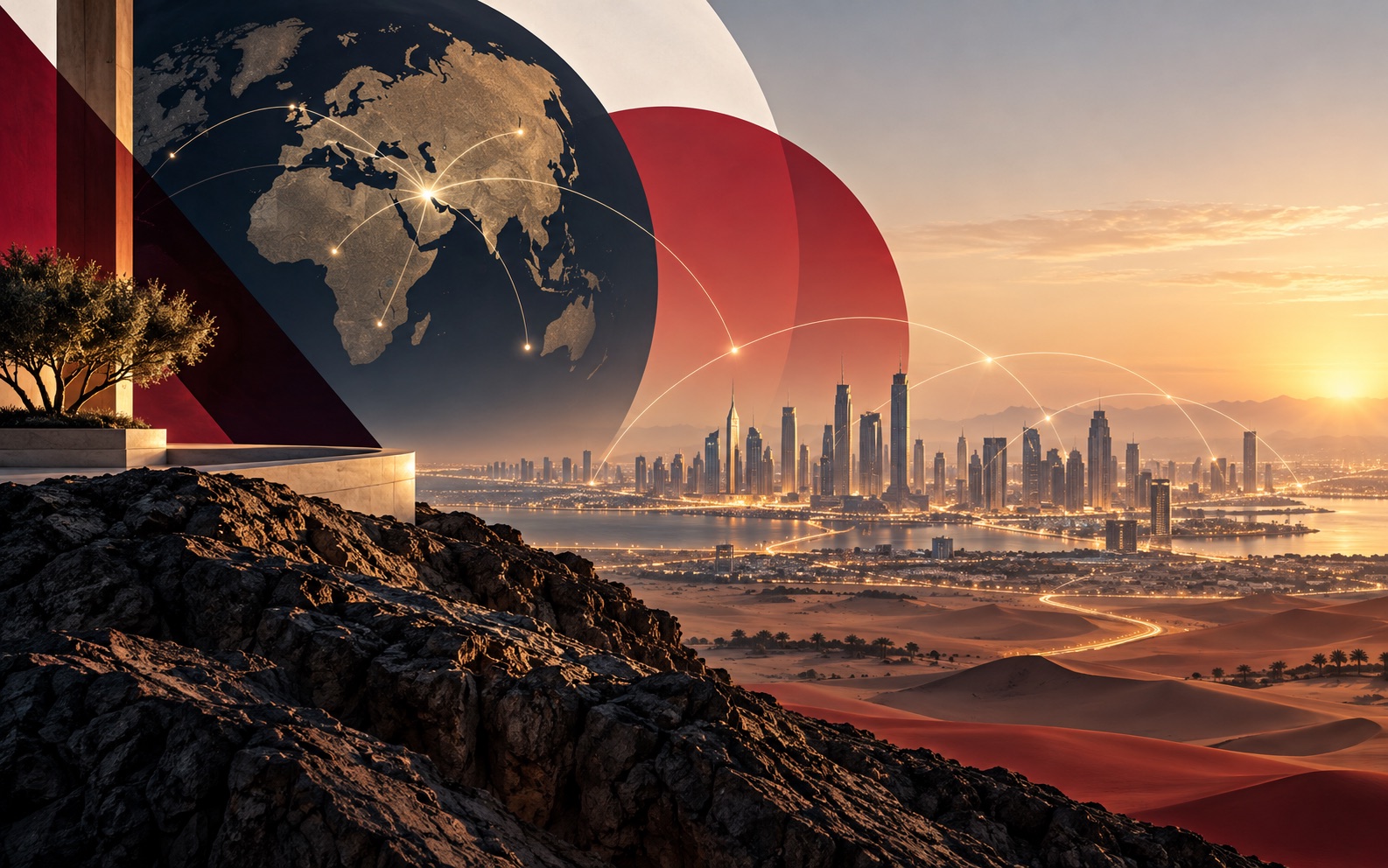 Abstract editorial artwork for Mavins Entering the Middle East: A Significant Step Toward Broader Global Expansion and Regional Integration