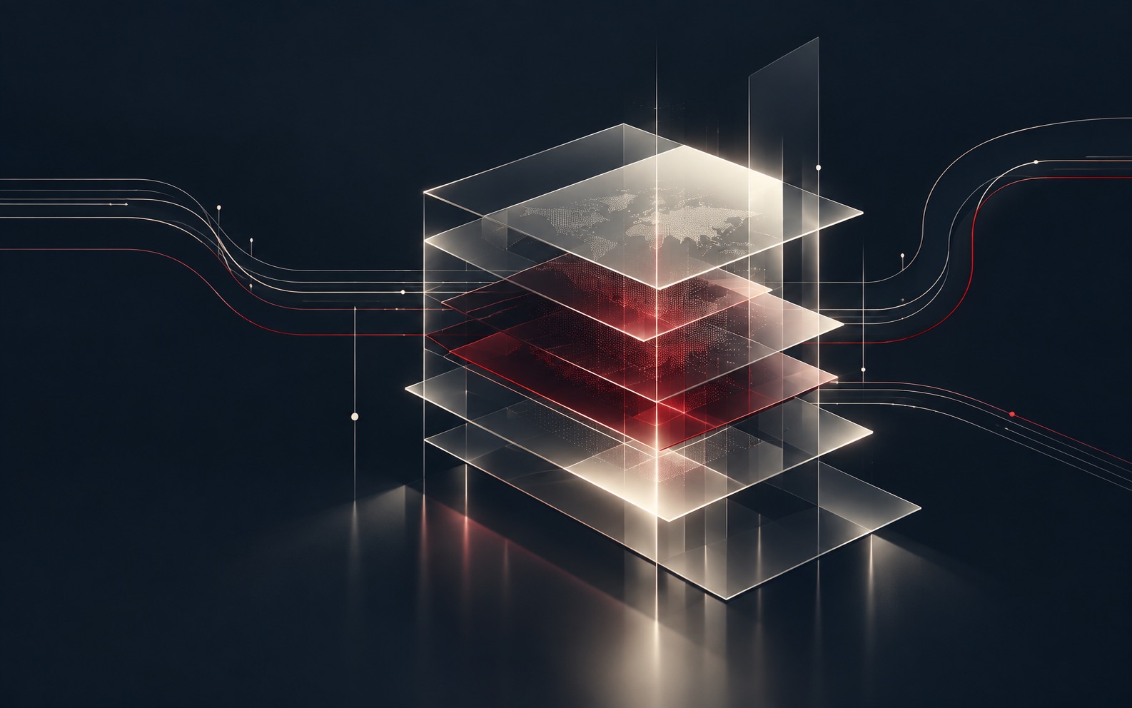 Abstract editorial artwork representing technology & ai